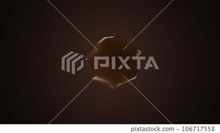 Super Slow Motion Shot of Real Chocolate Splash Flying Towards Camera Isolated on Black at 1000fps. 106717558