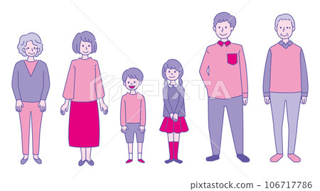 Family illustration set simple 3 generations 6 people family 106717786