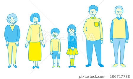 Family illustration set simple 3 generations 6 people family Family illustration set simple 3 generations 6 people family 106717788