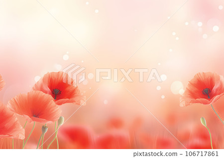 Poppy flowers on blurred nature background, banner for website.GenerativeAI. Poppy flowers on blurred nature background, banner for website.GenerativeAI. 106717861