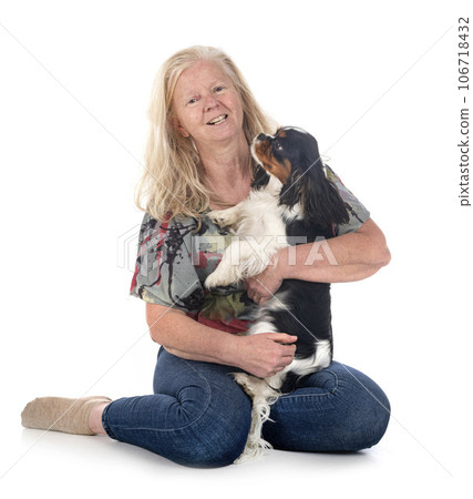 cavalier king charles and woman cavalier king charles and woman 106718432