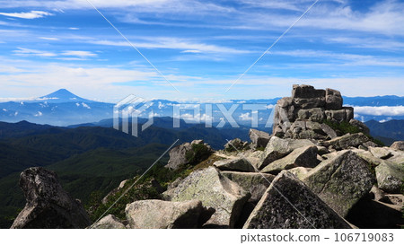 Gojo Rock and Mt. Fuji from the summit of Mt. Kinpu 106719083