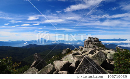 Gojo Rock and Mt. Fuji from the summit of Mt. Kinpu 106719089