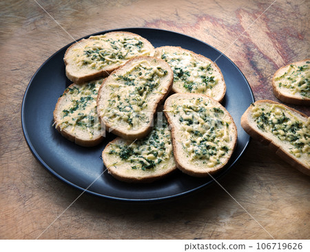 Still life. Cheese toasts on a plate 106719626