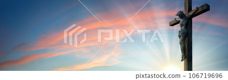 Crucified Christ hangs on the cross Crucified Christ hangs on the cross 106719696