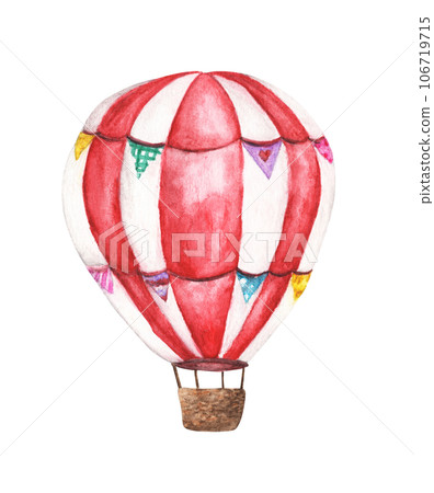 Watercolor painting of hot air balloon. 106719715