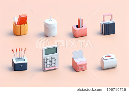 Office supplies-1 (3D pictogram) Office supplies-1 (3D pictogram) 106719716