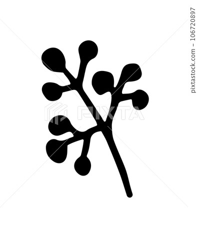 Leaf, herbs grass hand drawn doodle sketch. Vector illustration single of cartoon botanical plant. Isolated on white background. 106720897