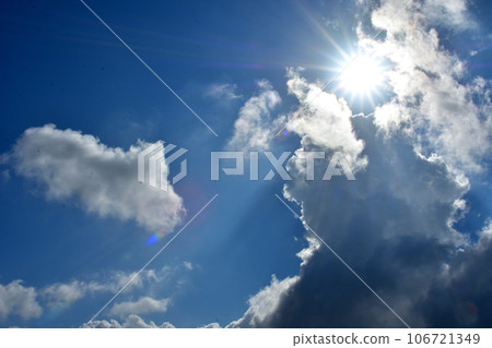 太陽在太陽和雲層之間可見 106721349