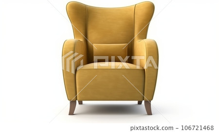 A mustard color elegant armchair on a white background. A mustard color elegant armchair on a white background. 106721468