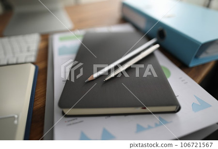 Empty business office with stationery lie on Empty business office with stationery lie on 106721567