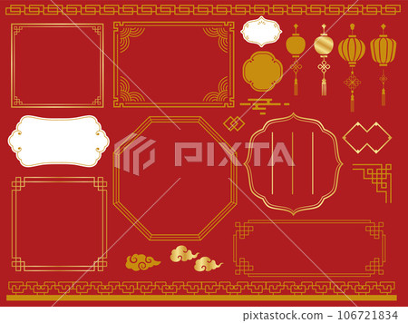 Chinese frame design (Chinese, pattern, culture, illustration, decoration) 106721834