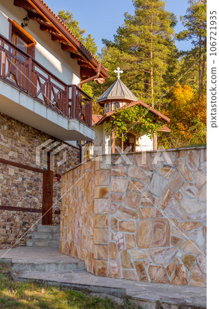 Autumn landscape with chapel and house, Bulgaria Autumn landscape with chapel and house, Bulgaria 106721935