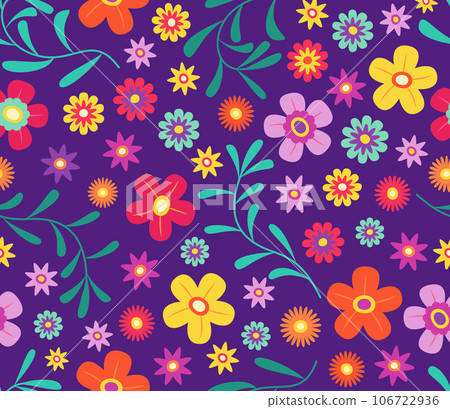 Seamless Pattern with Colorful Flowers for Blossom Background Concept Illustration Seamless Pattern with Colorful Flowers for Blossom Background Concept Illustration 106722936