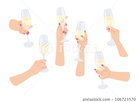 Female Hands Holding Wine Glasses Female Hands Holding Wine Glasses 106723570