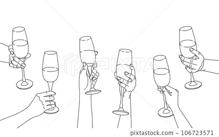Women Hands Holding Wine Glasses Women Hands Holding Wine Glasses 106723571