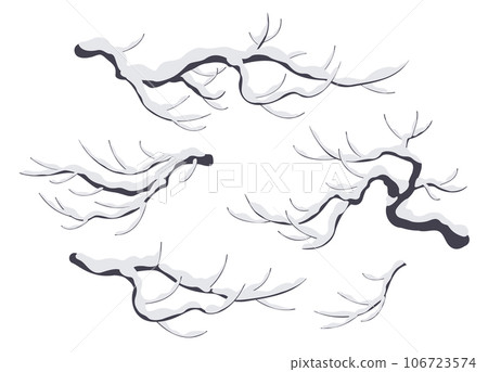 Snow Covered Tree Branches Isolated on White Snow Covered Tree Branches Isolated on White 106723574