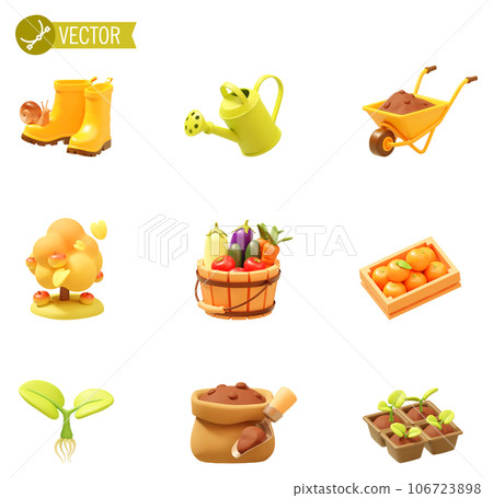 Vector agriculture, farming and gardening icon set 106723898