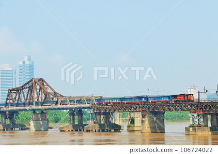 Vietnam, Hanoi, Long Bien Bridge and Unification Railway 106724022