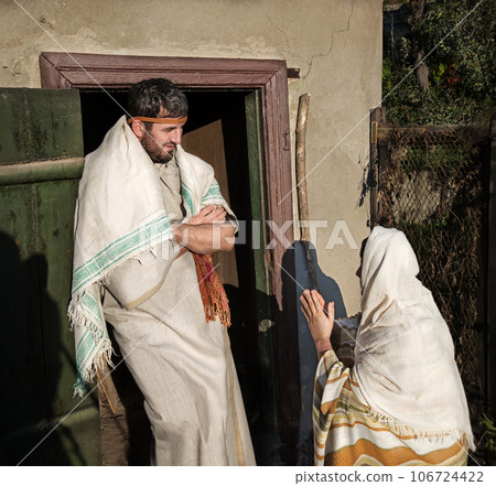 The poor widow and the unjust judge. Biblical story The poor widow and the unjust judge. Biblical story 106724422