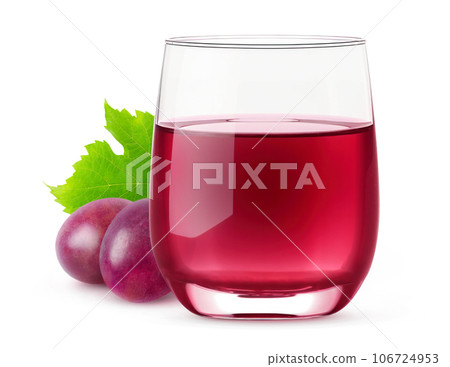 Red grape juice in a glass isolated on white background 106724953