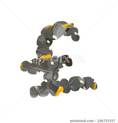 Pound icon cut out hand drawn watercolor 106725357