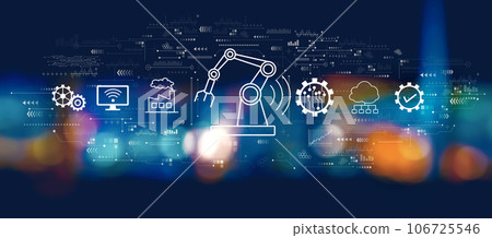 Smart industry concept with blurred city at night 106725546
