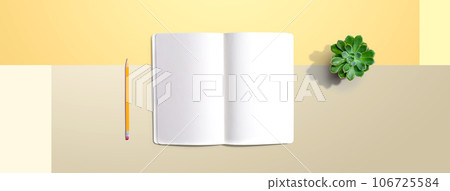 Blank white notebook from above 106725584