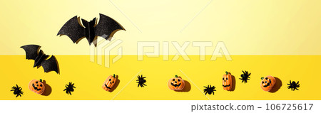 Halloween paper bats and small pumpkin ghosts 106725617