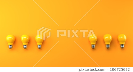 Idea light bulbs - flat lay - 3D 106725652