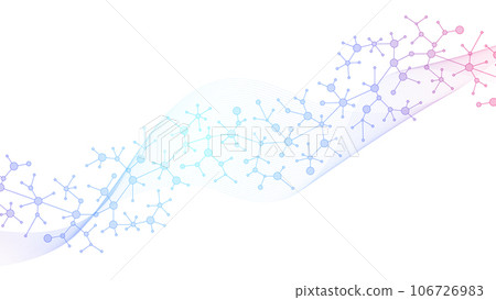 Molecular abstract structure background. Scientific illustration with molecule DNA. Medical, science and technology concept for banner template or header. 106726983