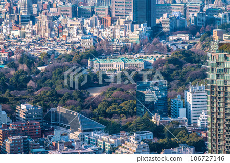 日本東京城市景觀,俯瞰赤坂皇居、四谷站(迎賓館右上角)等。 日本東京城市景觀,俯瞰赤坂皇居、四谷站(迎賓館右上角)等。 106727146