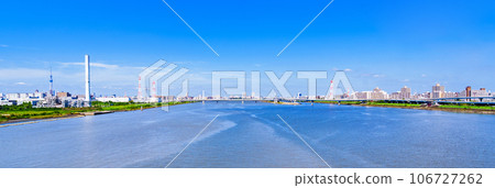 從荒川河口大橋看到的荒川河口和清須大橋 [ 東京河川風光 ] 106727262