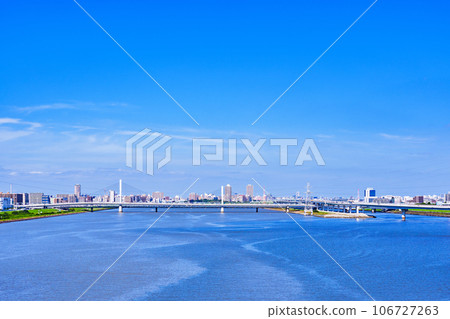 從荒川河口大橋看到的荒川河口和清須大橋 [ 東京河川風光 ] 106727263