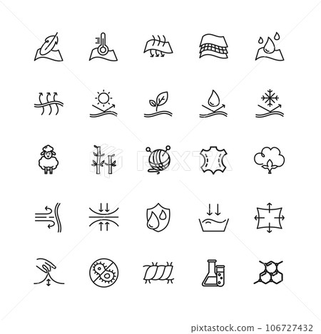 Fabric Features Sign Black Thin Line Icon Set. Vector 106727432