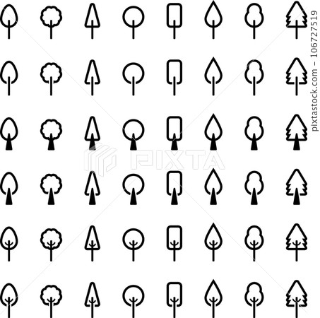簡單的樹圖標集 48 types_black 106727519