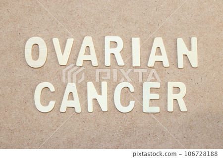 Wood alphabet letter in word ovarian cancer on wood background 106728188