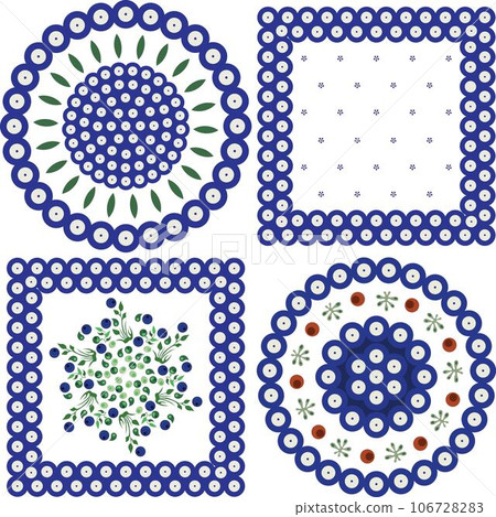 traditional Boleslawiec Polish pottery vector pattern set 106728283