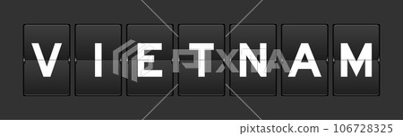 Black color analog flip board with word vietnam on gray background Black color analog flip board with word vietnam on gray background 106728325