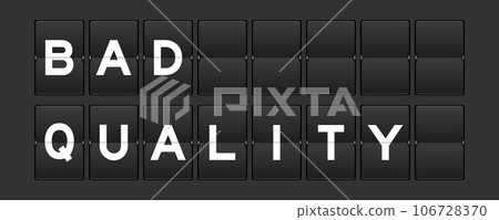 Black color analog flip board with word bad quality on gray background 106728370