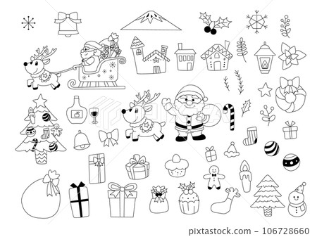 聖誕節線描插圖 106728660