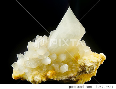 fluorapophyllit is rare precious natural geological stone on gradient background in low key, isolate. AI generated. 106728684
