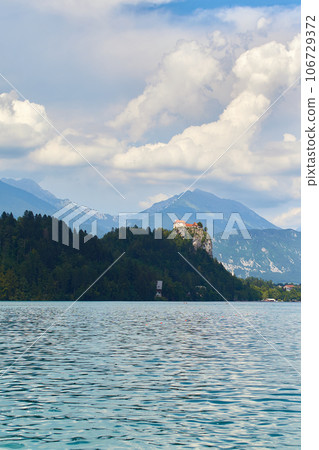 Bled Castle on a cliff over the lake Bled in Slovenia 106729372
