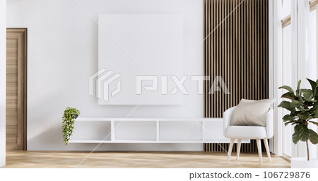 Cabinet wooden design on white room interior modern style. Cabinet wooden design on white room interior modern style. 106729876