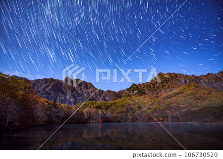 長野縣戶隱、北天星空星軌、鏡池秋葉 106730520