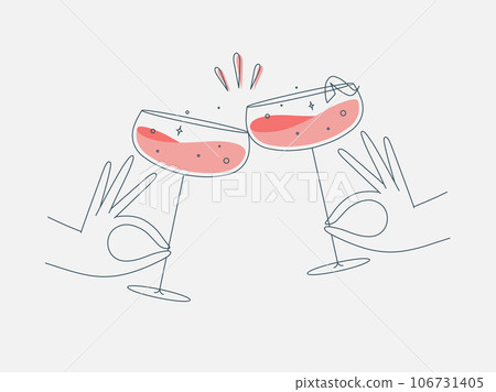 Hand holding daiquiri clink glasses 106731405