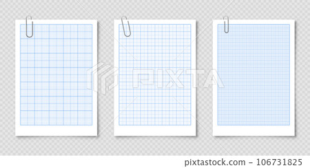 Sheet of graph paper with grid. Millimeter paper texture, geometric pattern. Blue lined blank for drawing, studying, technical engineering or scale measurement. Vector illustration Sheet of graph paper with grid. Millimeter paper texture, geometric pattern. Blue lined blank for drawing, studying, technical engineering or scale measurement. Vector illustration 106731825