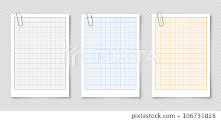 Sheet of graph paper with grid. Millimeter paper texture, geometric pattern. Various lined blank for drawing, studying, technical engineering or scale measurement. Vector illustration 106731828