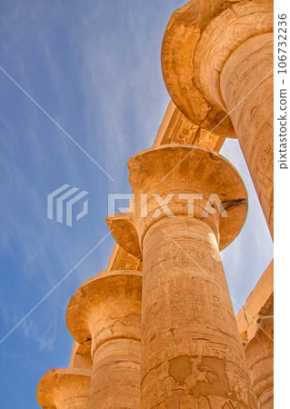 Ancient columns. Karnak Temple,. The Great Hypostyle Hall. Luxor. Egypt. 106732236