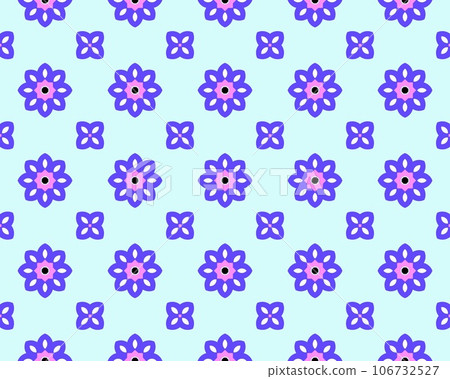 Beautiful elegant floral seamless print Graphically carved flowers. Dark blue purple white colors Co Beautiful elegant floral seamless print Graphically carved flowers. Dark blue purple white colors Co 106732527